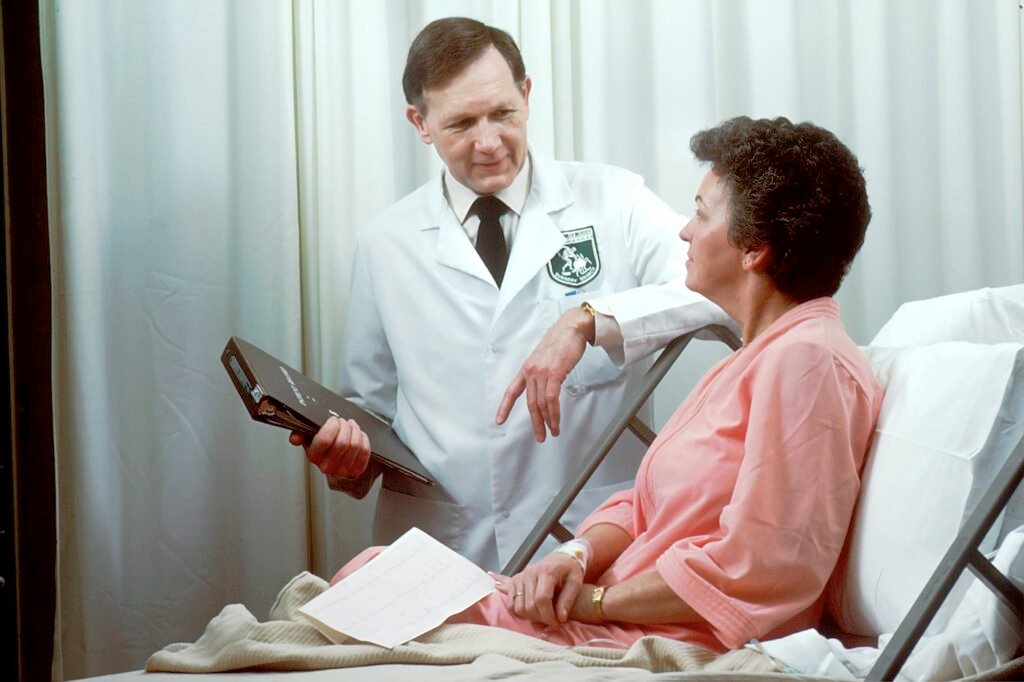 Dentist talking with a patient about her treatment plan